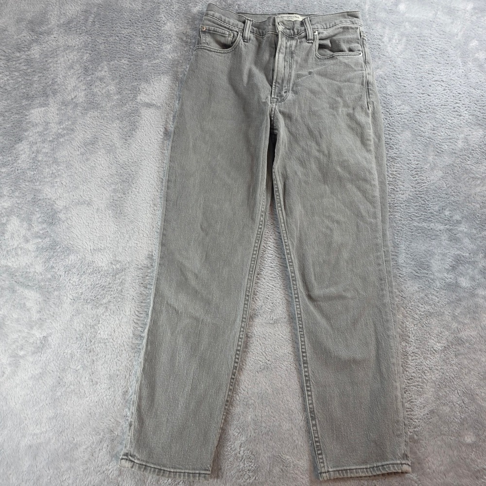 Abercrombie & Fitch Women 25 /0 Short Grey Jeans The Mom High Rise Relaxed Taper